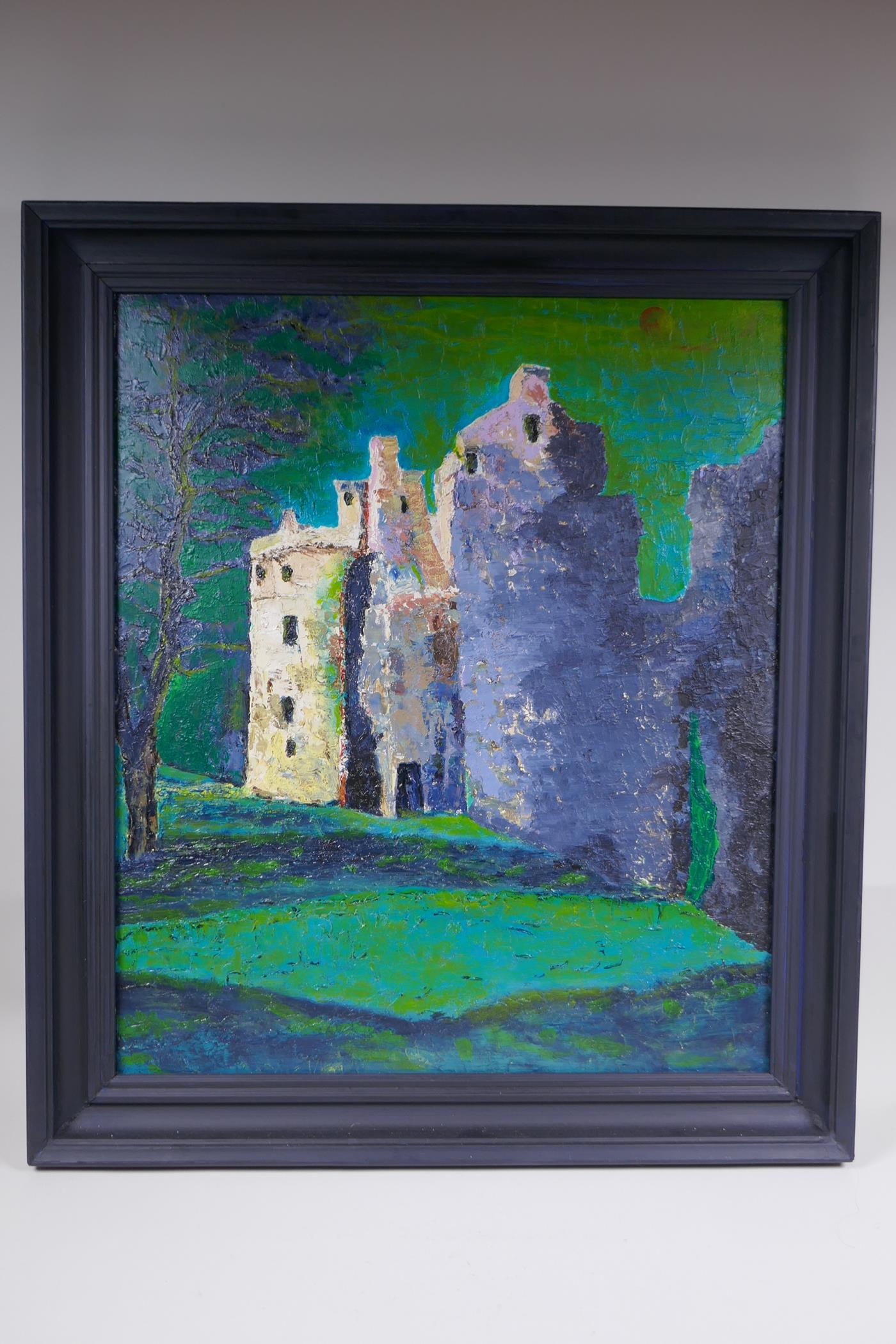 Dirleton Castle, landscape, oil on board, unsigned, 51 x 61cm - Image 2 of 3