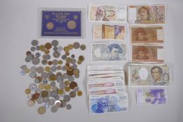 A quantity of pre Euro coinage and bank notes