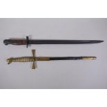 A WWII bayonet, and a short dagger/sword by Inches of Edinburgh, bayonet 43cm long