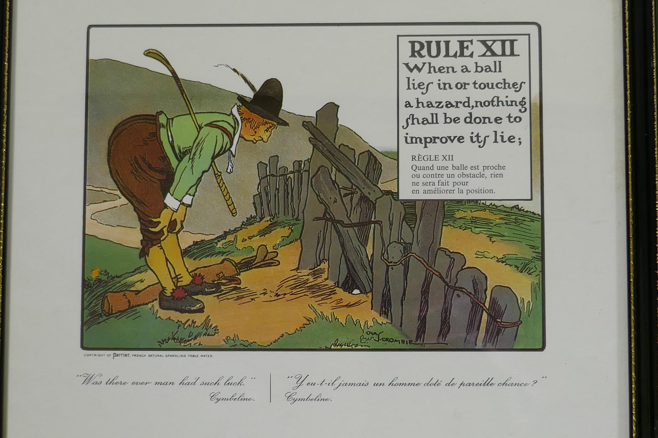 Charles Crombie, eight comedic golfing prints, 22 x 16cm - Image 2 of 9
