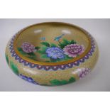 A large Jing Fa cloisonne fruit bowl decorated with chrysanthemums, 39cm diameter