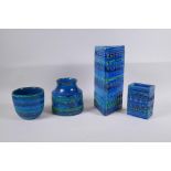 A collection of Italian studio pottery including three vases and a bowl, probably Aldo Londi,