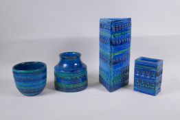 A collection of Italian studio pottery including three vases and a bowl, probably Aldo Londi,