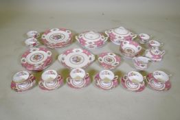 A Royal Albert Lady Carlyle six place dinner and tea service, including tea cups and saucers, cake