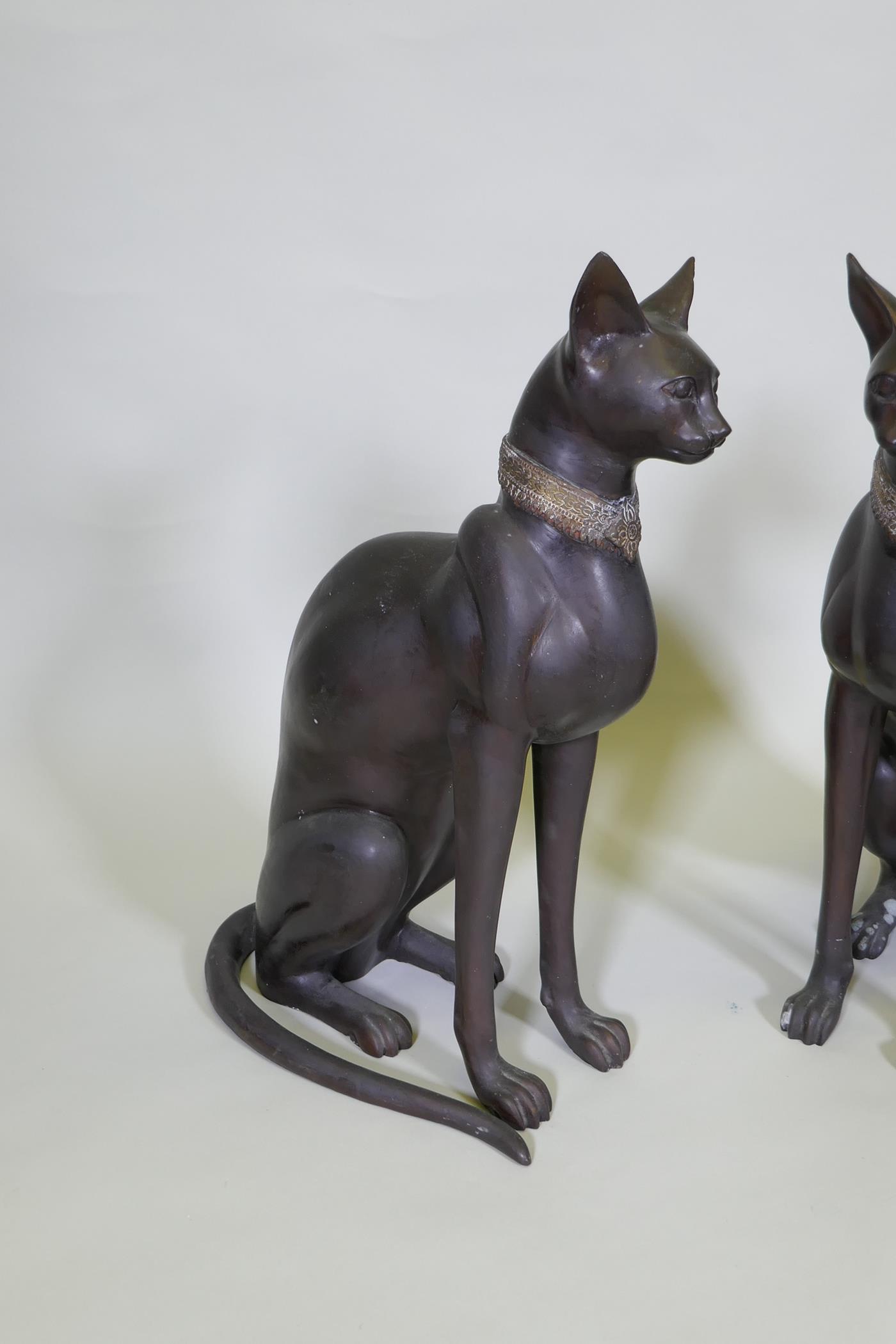 A pair of bronze cats, 61cm high - Image 2 of 3
