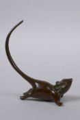 A Japanese bronze okimono rat, 8cm high