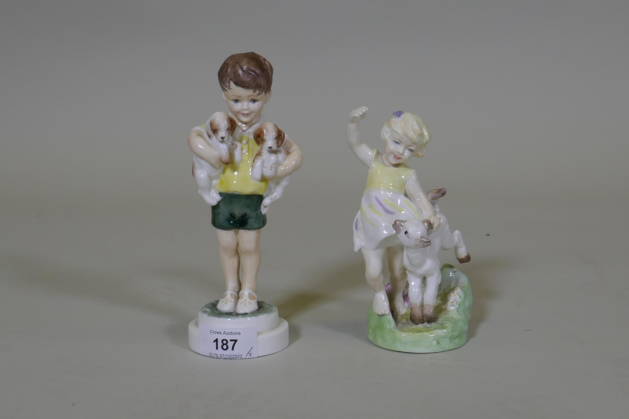 Royal Worcester figure, 'All Mine' No 3519, modelled by F.G. Doughty, and another, 'April' No