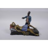 A Bergman style cold painted bronze figure of a sleeping nude, 19cm long