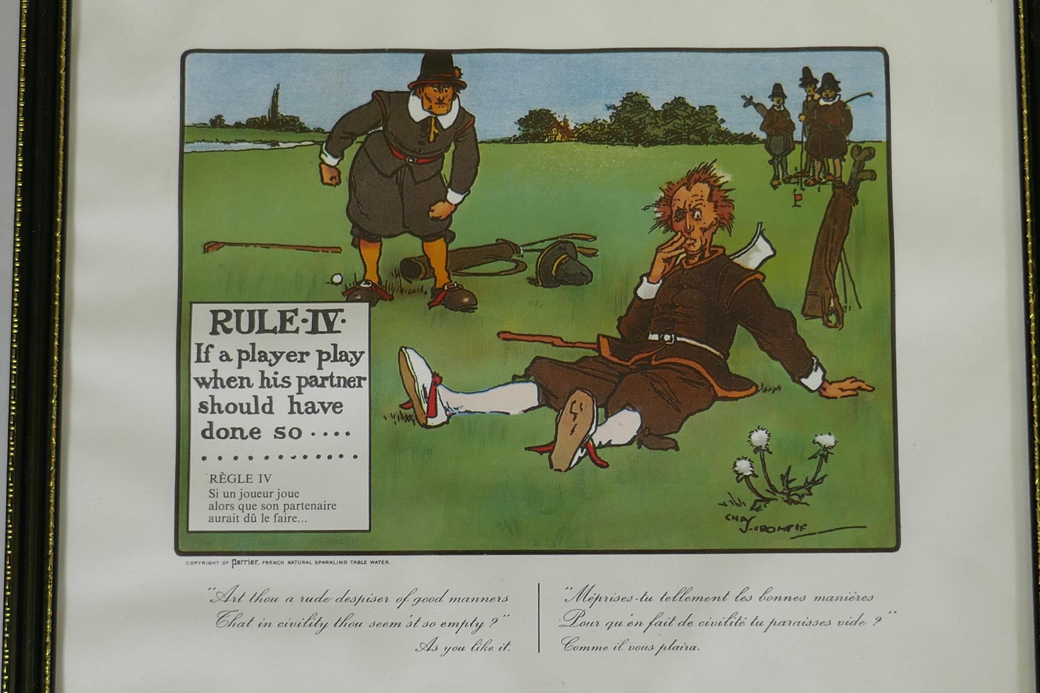 Charles Crombie, eight comedic golfing prints, 22 x 16cm - Image 9 of 9