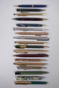 A collection of assorted propelling pencils including Cross, The Aladdin, Conway Stewart, Papermate,