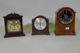 A walnut cased mantel clock with brass inlaid decoration, dial inscribed Bennett, Cheapside, London,