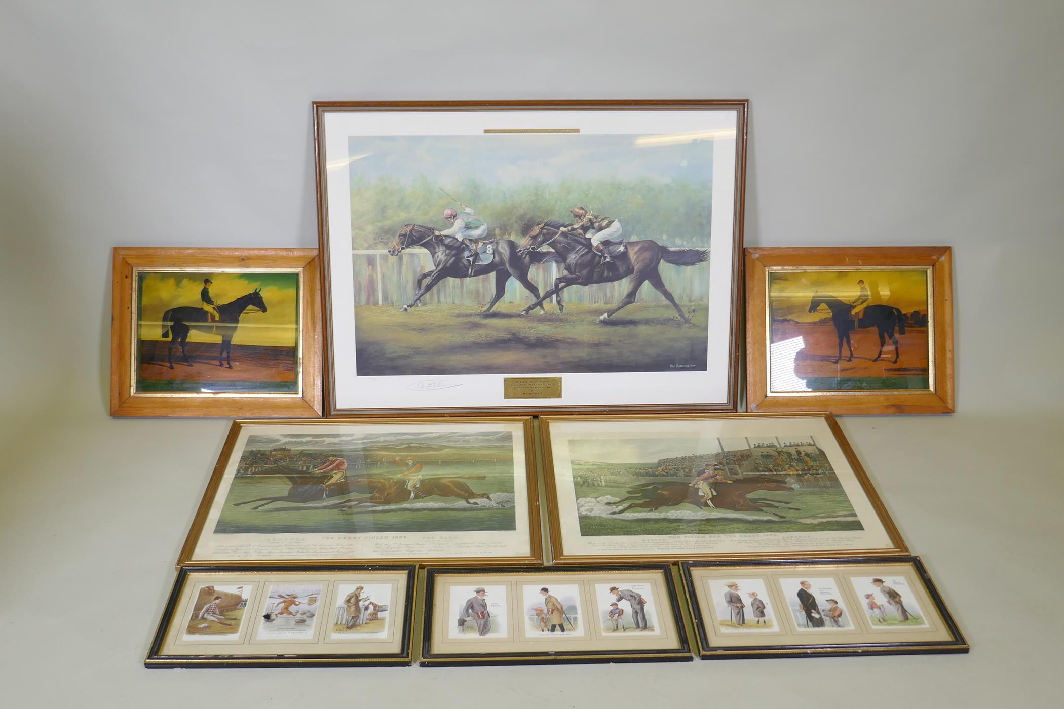 A pair of late C19th hand coloured engravings after S.R. Wombill, The Finish for the Derby, 1885,