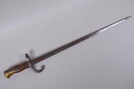 A late C19th French model 1878 bayonet, manufactured in Steyr, Austria, by The Austrian Arms