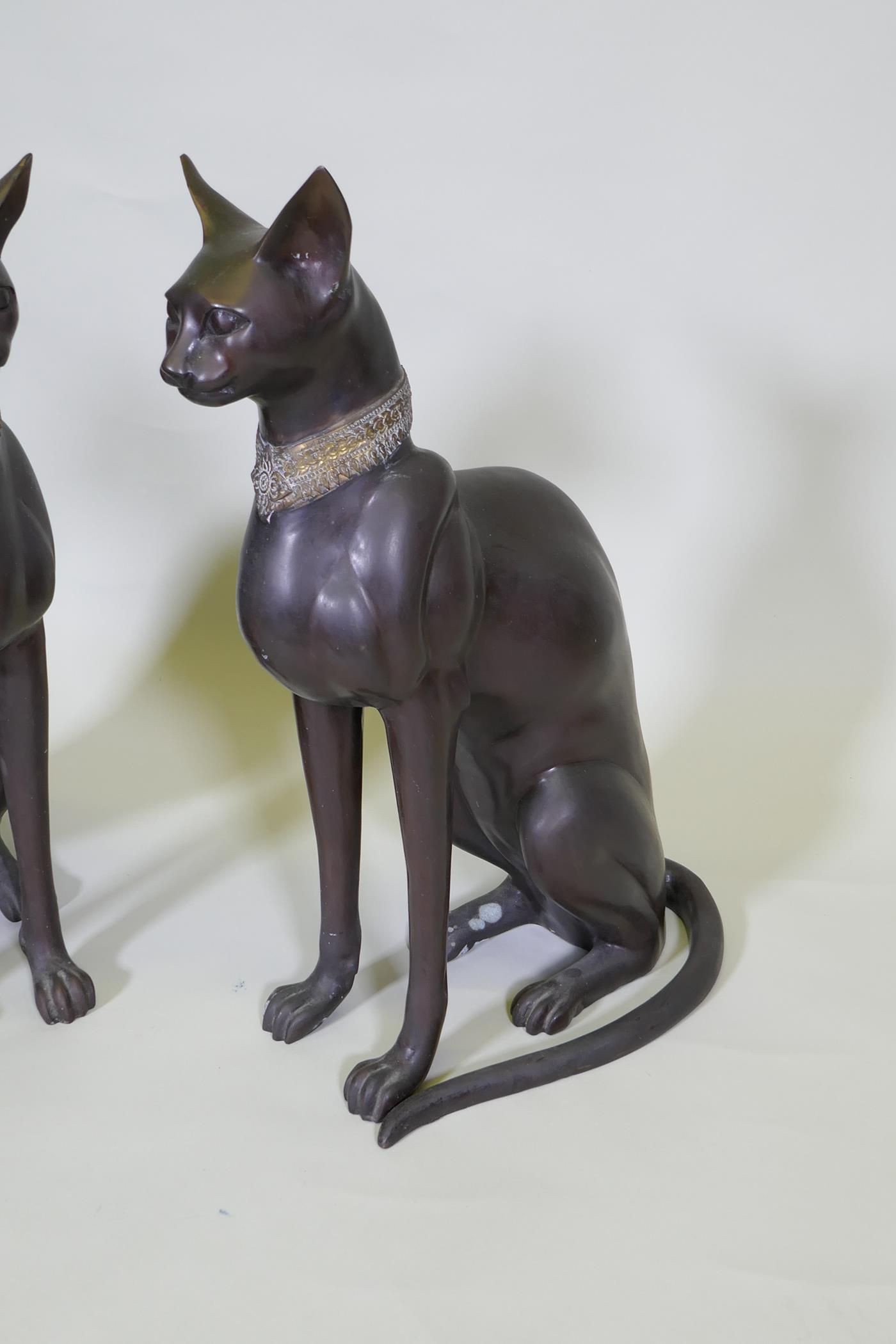 A pair of bronze cats, 61cm high - Image 3 of 3