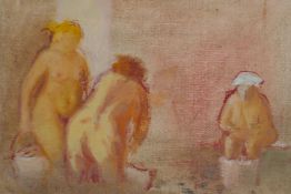 Susannah Phillips, female bathers, inscribed on Christopher Hull Gallery label verso 'Feet in the
