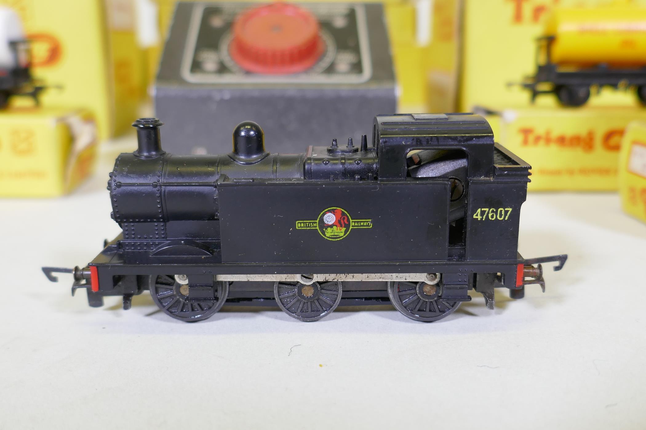 A Triang TT gauge train set, including Jinty loco, rolling stock, track, transformer and terrain, - Image 2 of 8