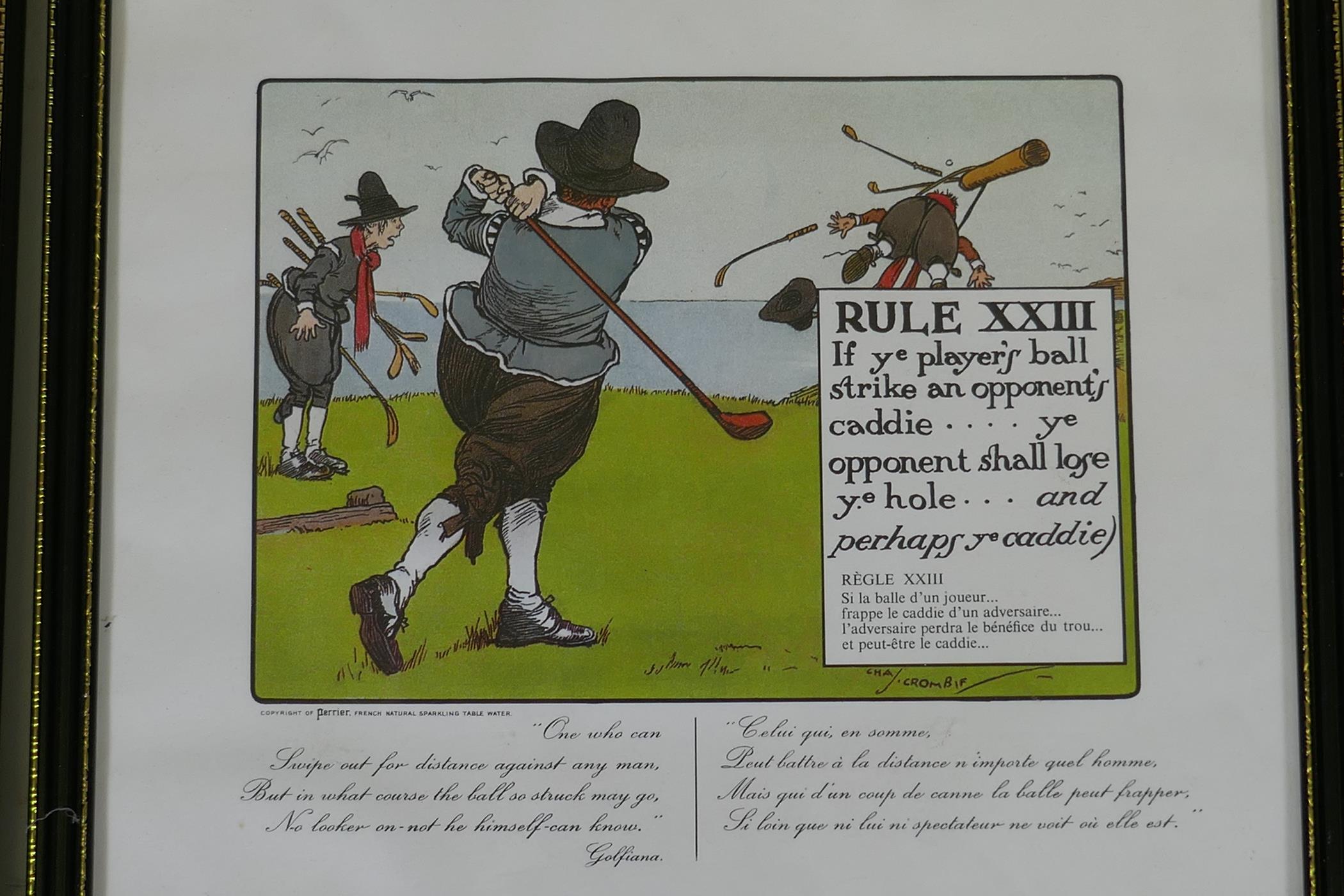 Charles Crombie, eight comedic golfing prints, 22 x 16cm - Image 8 of 9