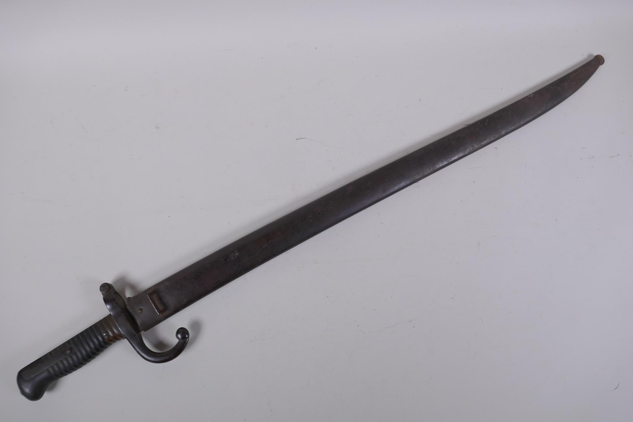 A late C19th French Chassepot bayonet, stamped maker's mark W.R. Kirschbaum to the blade, on the - Image 5 of 5
