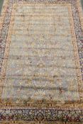 A duck egg blue ground Kashmir carpet with allover tree of life design, 2m x 3m