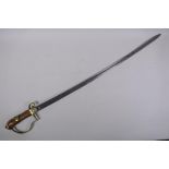 A WWI Ottoman/Turkish Officer's sword, with manufacturers mark from Constantinople, blade 71cm long