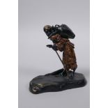 A Bergman style cold painted bronze of an Arab watercarrier, 8cm high