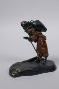 A Bergman style cold painted bronze of an Arab watercarrier, 8cm high