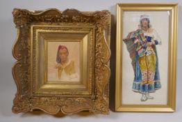 A portrait of a continental gentleman, watercolour, signed Carbonati, and a portrait of a