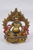 A Tibetan cold painted bronze figure of a wrathful deity, 17cm high