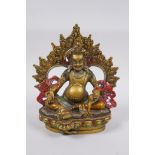 A Tibetan cold painted bronze figure of a wrathful deity, 17cm high