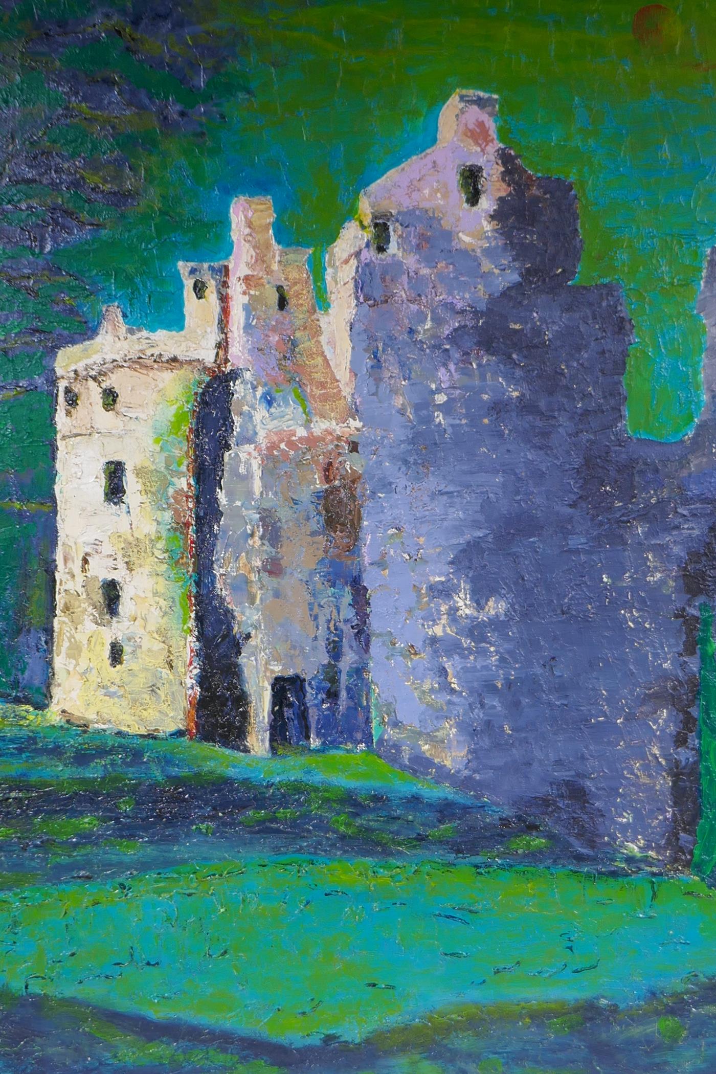 Dirleton Castle, landscape, oil on board, unsigned, 51 x 61cm