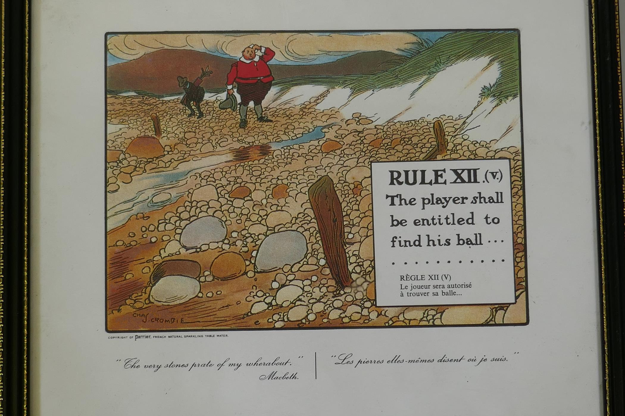 Charles Crombie, eight comedic golfing prints, 22 x 16cm - Image 5 of 9