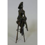 After Chiparus, bronze figure of a seated woman in a hat, inscribed D.H. Chiparus and with a Paris