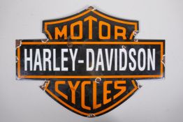 A vintage style Harley Davidson enamel logo sign, 50 x 37cm