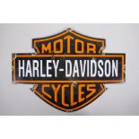 A vintage style Harley Davidson enamel logo sign, 50 x 37cm