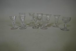 A collection of ten C19th drinking glasses, largest 12cm high