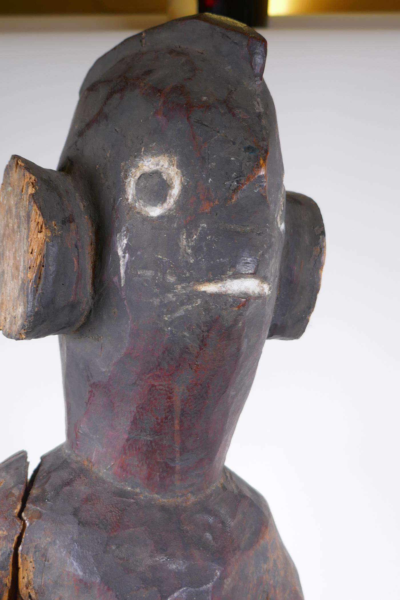 A naive African carved wood tribal figure, 92cm high, AF - Image 4 of 4