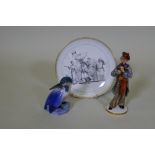 A B & G Copenhagen porcelain figure of a kingfisher, marked to base 1619, with label Jens Jensen &