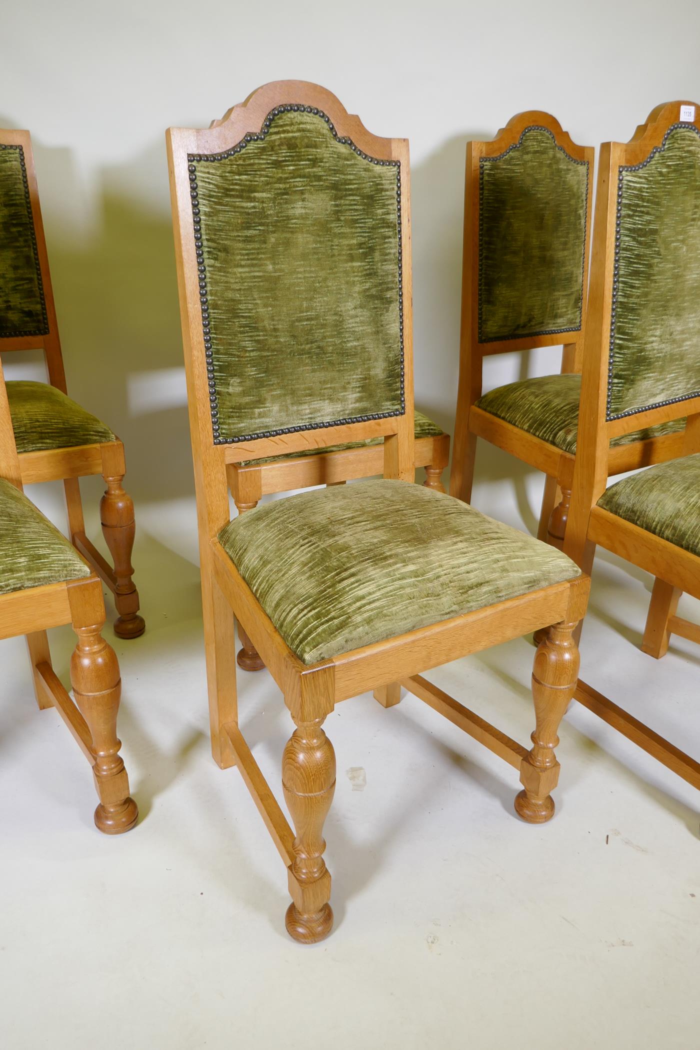 A set of six oak dining chairs with sprung seats - Image 2 of 3