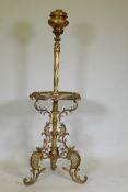 A C19th ormolu bronze telescopic floor lamp, with inset marble table,