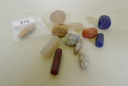 A collection of Middle Eastern carved stone seals and amulets, 3.5cm long