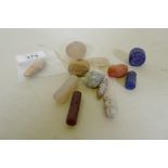 A collection of Middle Eastern carved stone seals and amulets, 3.5cm long