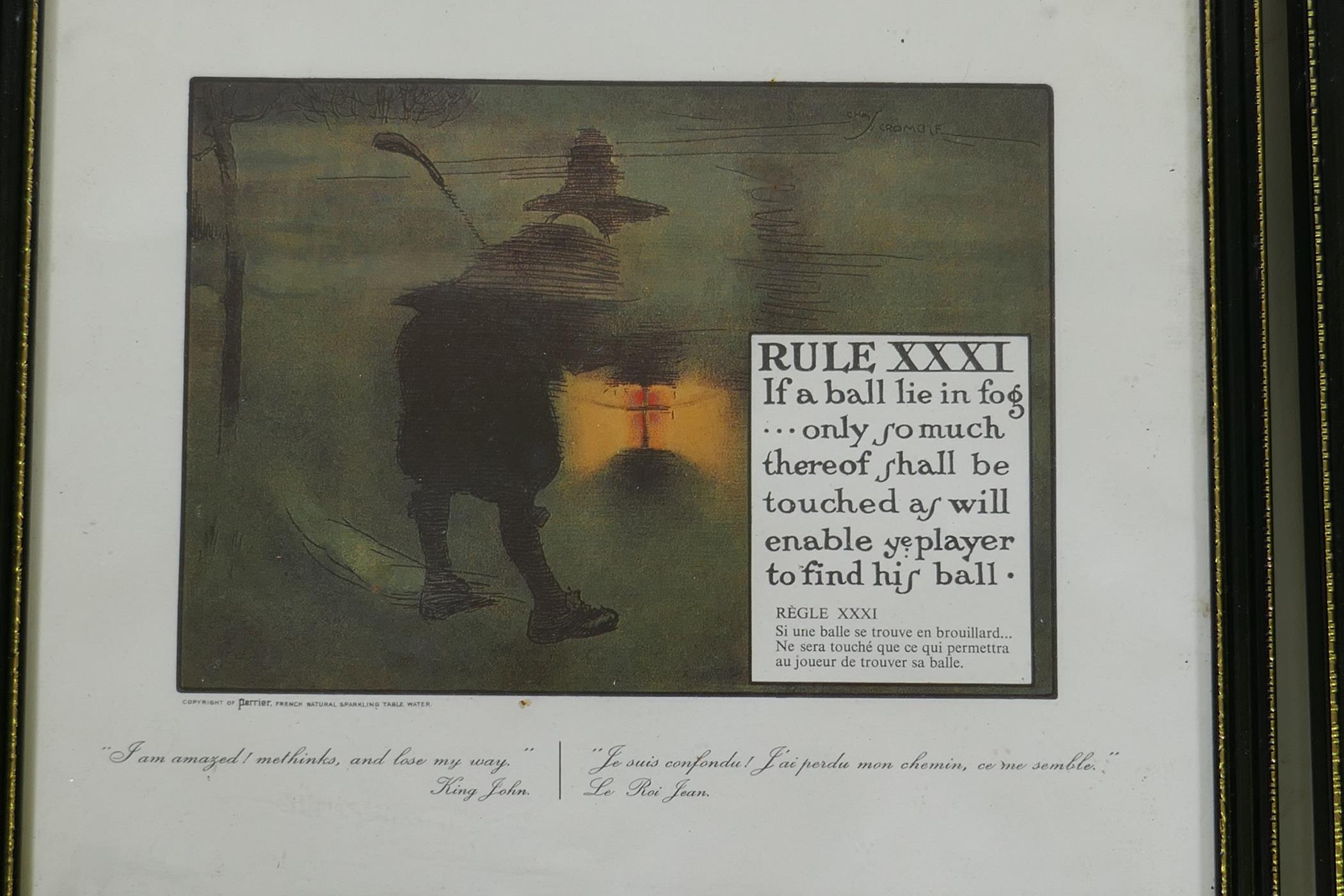 Charles Crombie, eight comedic golfing prints, 22 x 16cm - Image 3 of 9