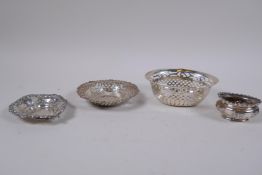 A late C19th silver pierced bonbon dish by Henry Williamson, Birmingham 1897, a heart shaped