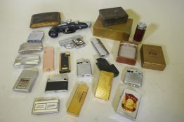 A Japanese gold plated niello cigarette case, a Stale Express cigarette case, Zippo Lenin lighter,