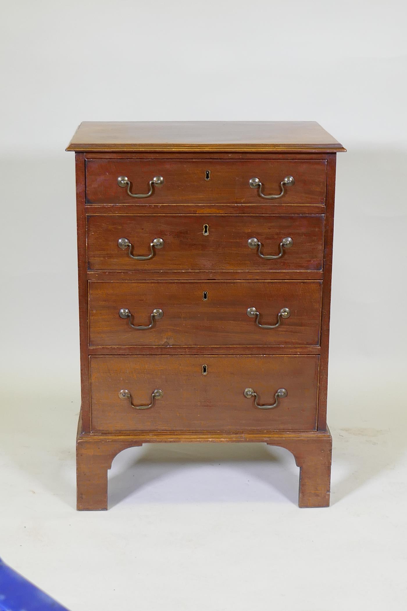 A C19th mahogany chest of four graduated drawers, raised on bracket feet, 57 x 40cm, 81cm high - Image 2 of 5