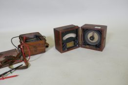 A vintage 'Avo Meter', AC/DC tester in original leather case, and a Muirhead & Co Ltd cell tester