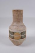 A Troika pottery vase, monogrammed to base SL, Sue Lowe, circa 1976/77, 25cm high