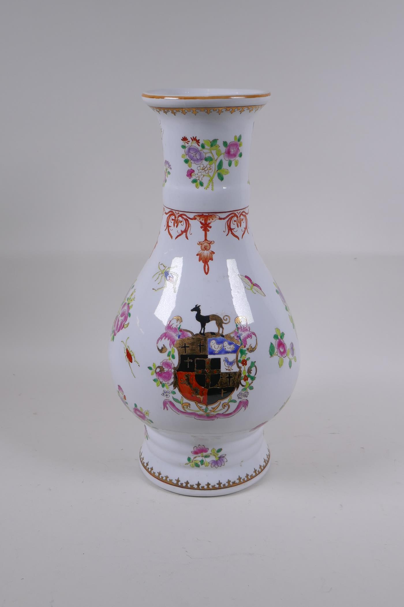 A Chinese porcelain armorial ware vase, 37cm high - Image 3 of 5