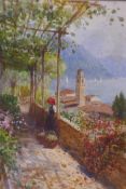 L. Vian, Italian lake scene, possibly Lake Garda, signed watercolour, AF spots/repairs to sky, 34