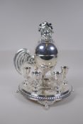 A silver plated cruet in the form of a chicken, AF, 31cm high